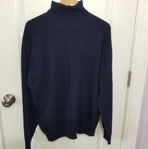 John Smedley Merino Wool Navy Turtleneck XL